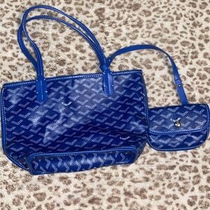 small blue goyard tote bag